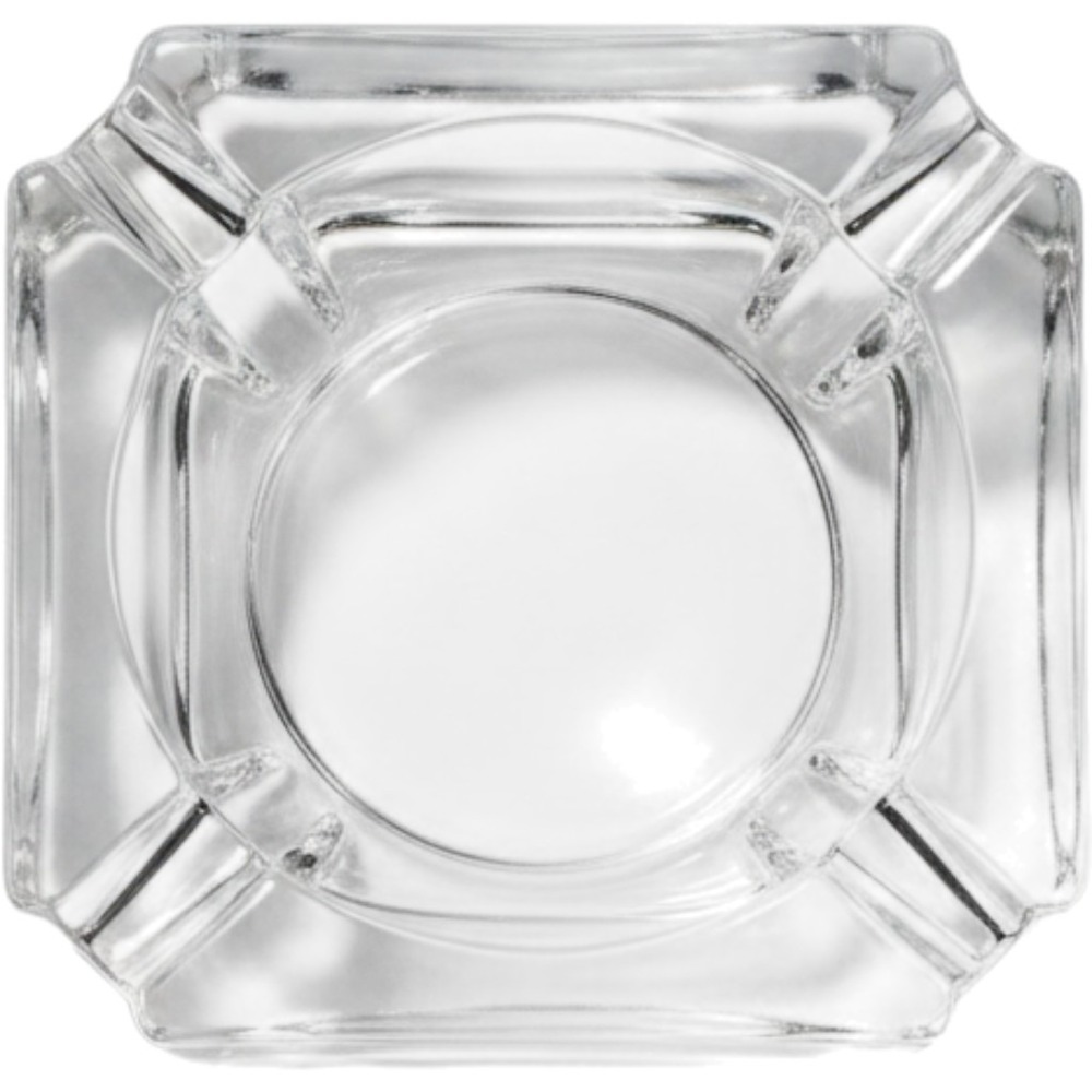 Vintage Ashtray Clear Glass Heavy Square Barware Mid Century Modern Trinket - Picture 1 of 4